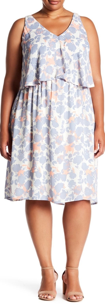 B Collection by Bobeau Double V Patterned Dress